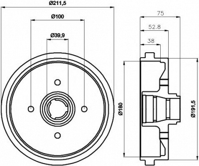 HELLA PAGID 8dt355301631 -  Тормозной барабан
